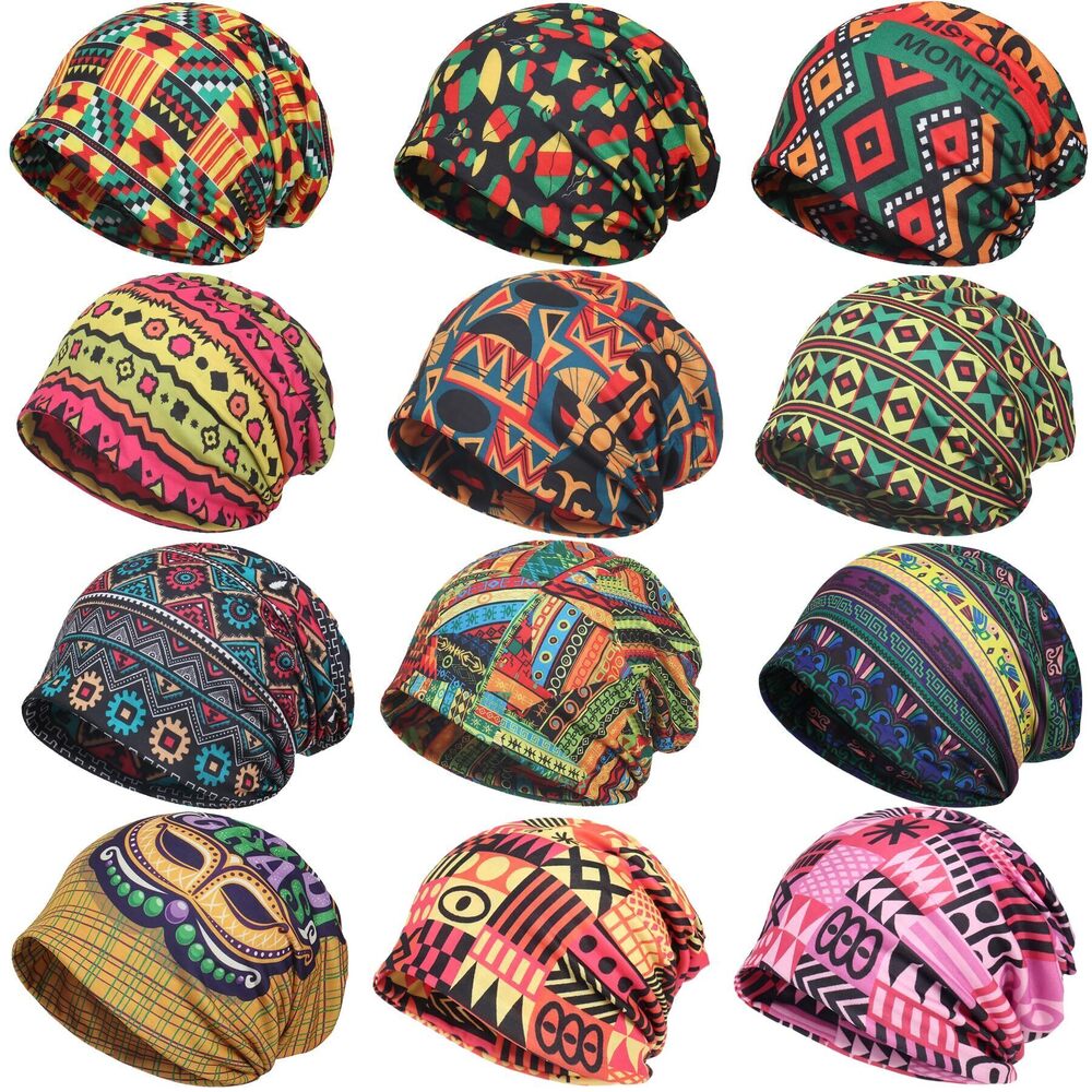 7607 Printed Stretch Slouchy Multi-Functional Headwear for Hats Beanie Cap